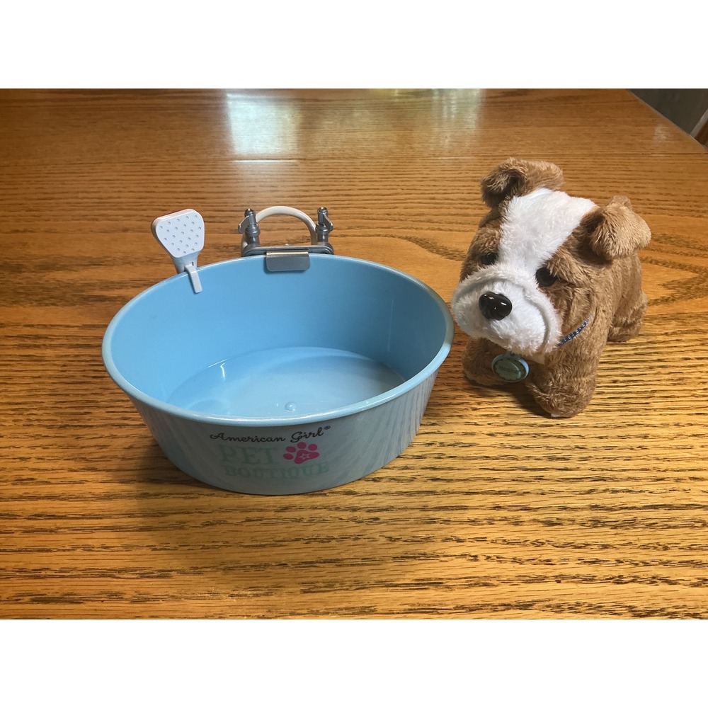 American Girl Meatloaf Bulldog Plush and Pet Boutique Grooming Tub Set